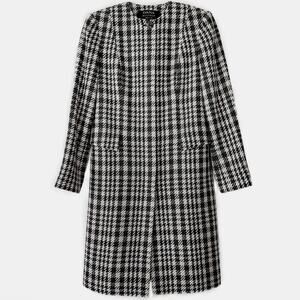 Vintage 90s Dana Buchman Wool Coat Houndstooth Designer Long Jacket Petite NWOT
